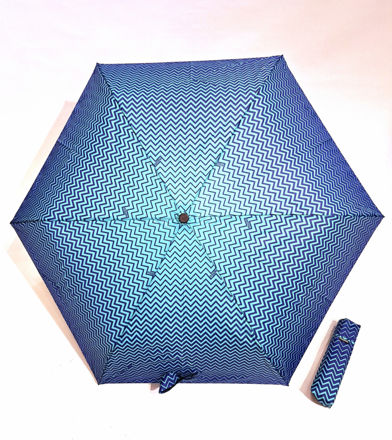 Parapluie mini PLUME manuel bleu imprimé vague Ultra léger 140g / Doppler pas cher