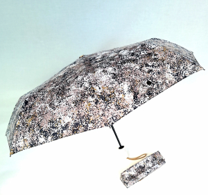  Parapluie mini pliant open close blanc noir gris & doré imprimé moussé Smati - léger & solide 