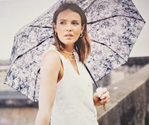  Parapluie mini pliant open close blanc noir gris & doré imprimé moussé Smati - léger & solide 