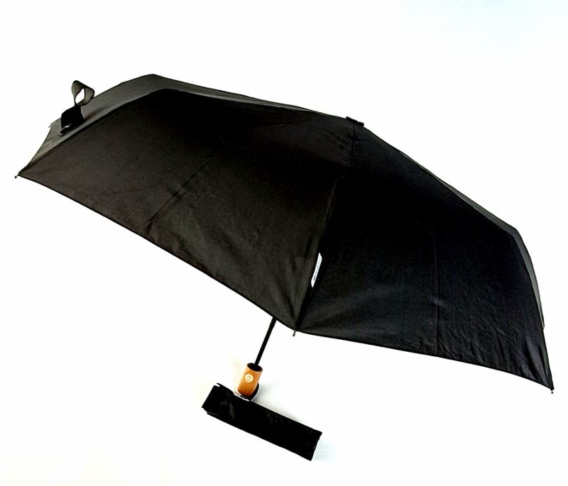 Mini parapluie pliant ouvrant fermant uni noir pg bois Smati- Léger & pas cher