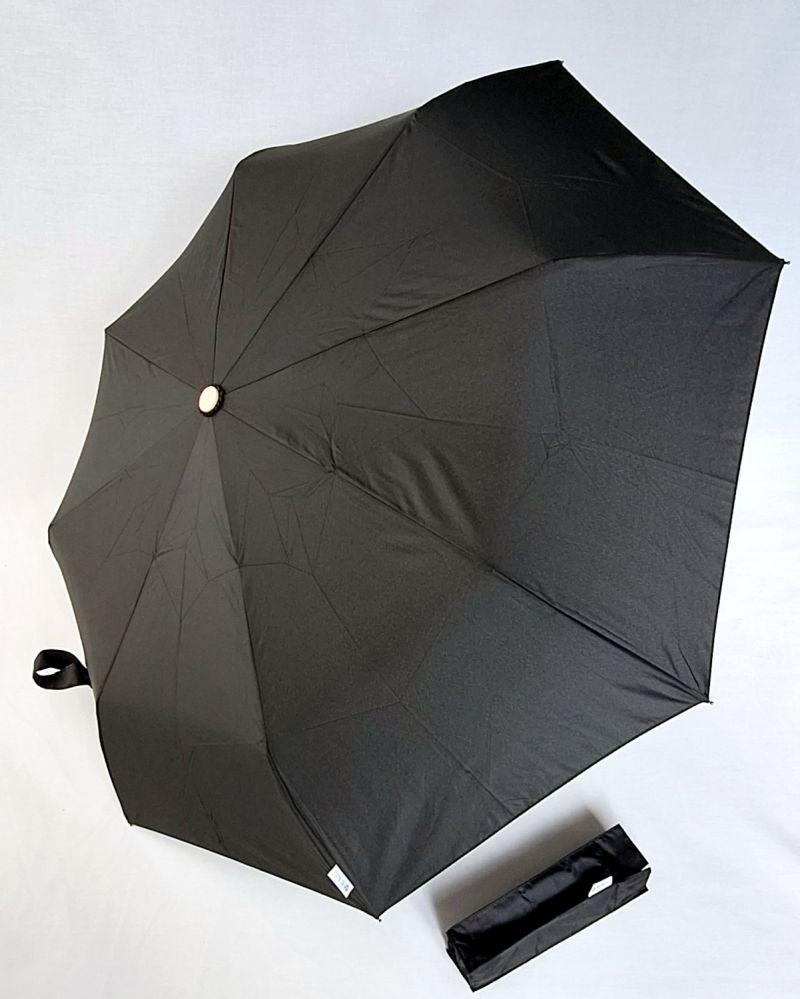 Mini parapluie pliant ouvrant fermant uni noir pg bois Smati- Léger & pas cher