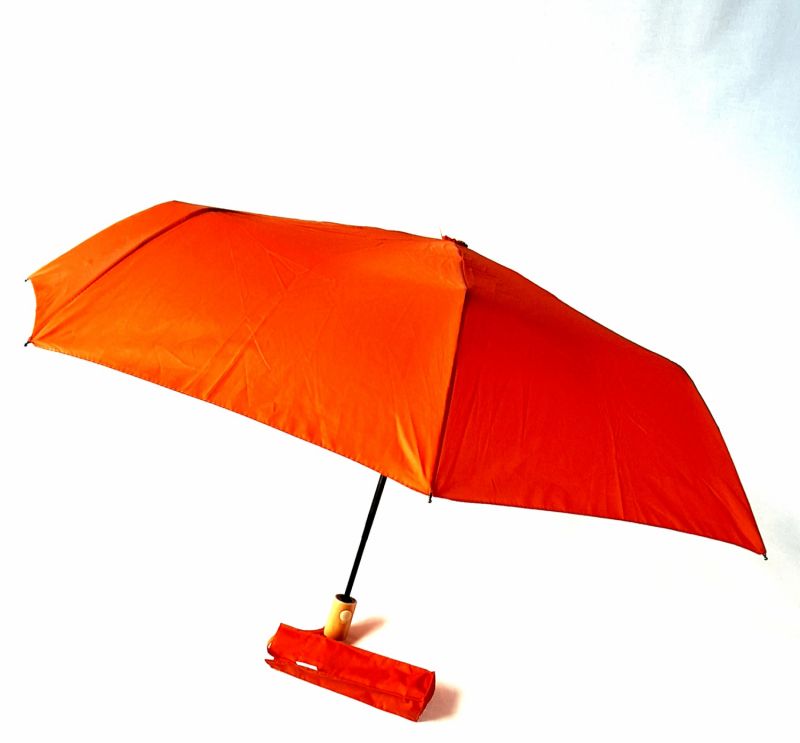 Mini parapluie pliant ouvrant fermant uni cognac pg bois Smati- Léger & pas cher