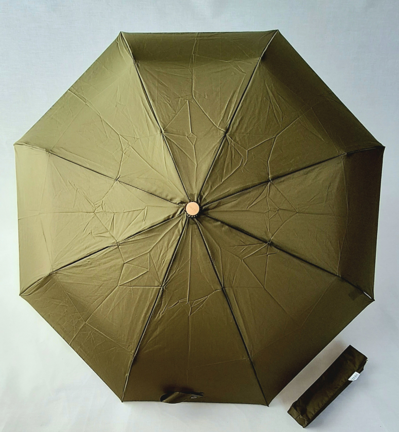 Mini parapluie pliant ouvrant fermant uni kaki pg bois Smati- Léger & pas cher