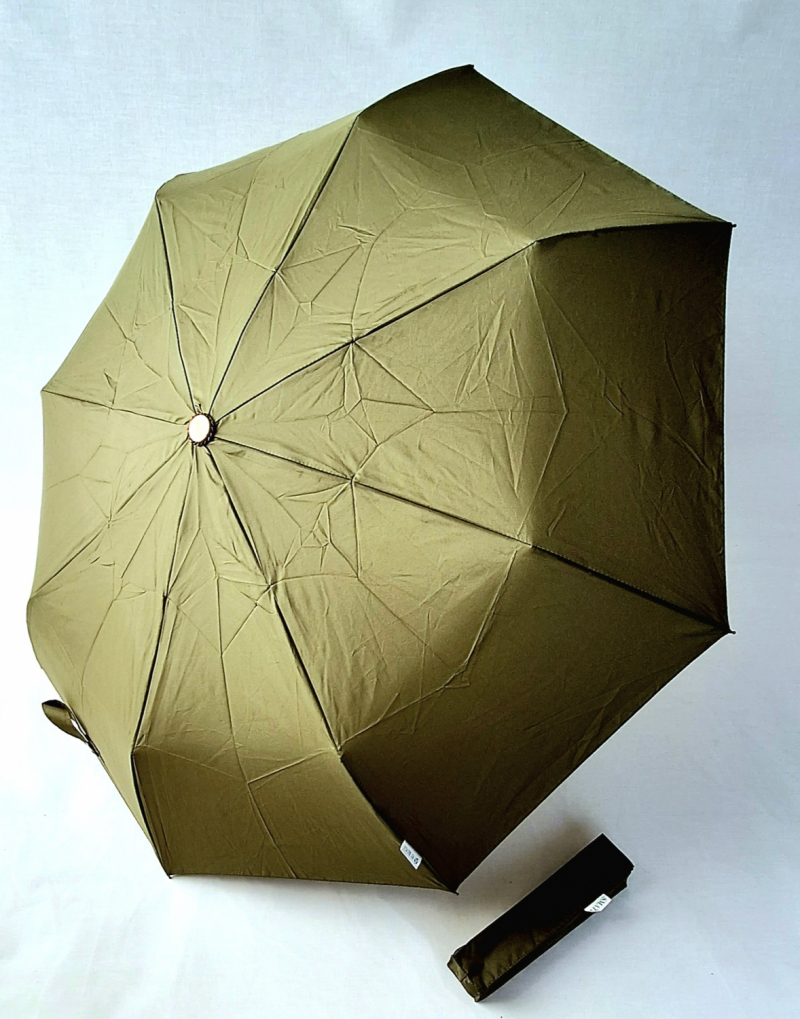 Mini parapluie pliant ouvrant fermant uni kaki pg bois Smati- Léger & pas cher