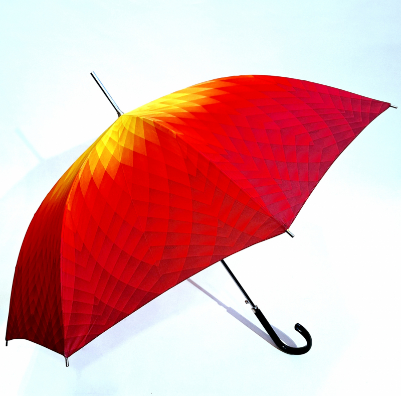 Parapluie long automatique dégradé rouge & orange imprimé Doppler - Grand & solide