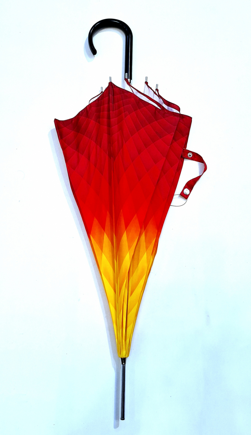 Parapluie long automatique dégradé rouge & orange imprimé Doppler - Grand & solide