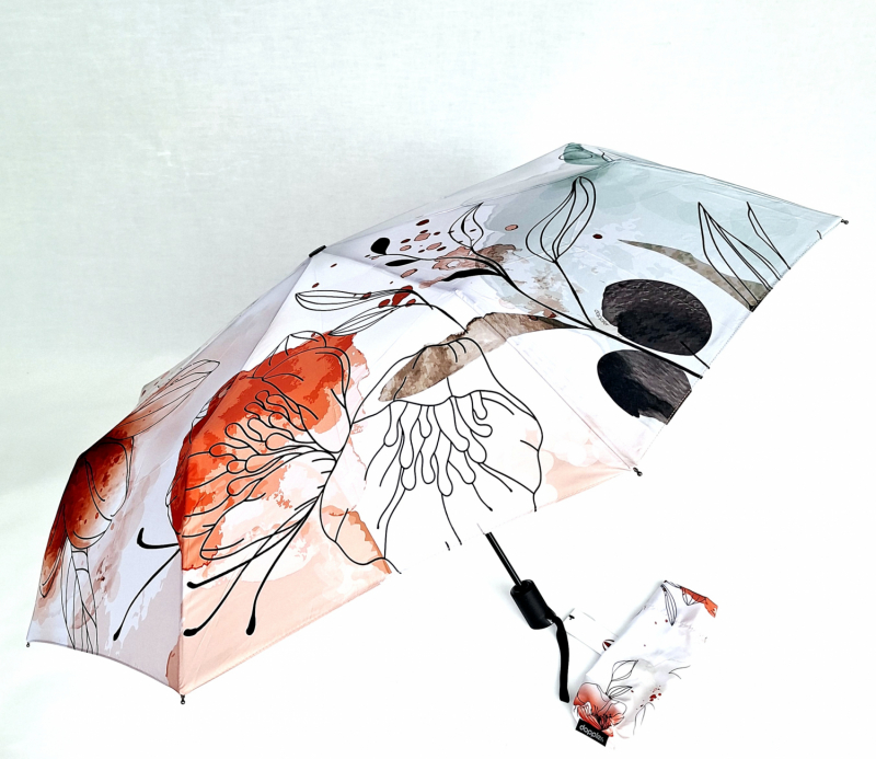 Parapluie pliant mini open-close blanc imprimé floral original Doppler- Léger & solide