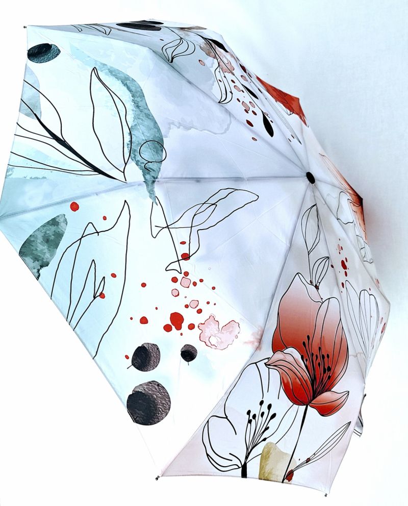 Parapluie pliant mini open-close blanc imprimé floral original Doppler- Léger & solide