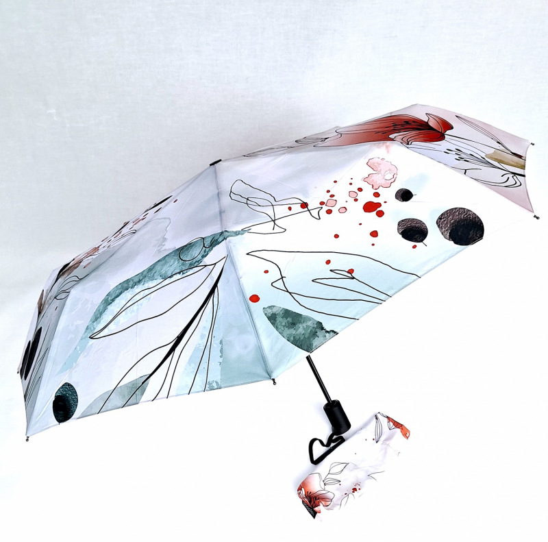 Parapluie pliant mini open-close blanc imprimé floral original Doppler- Léger & solide