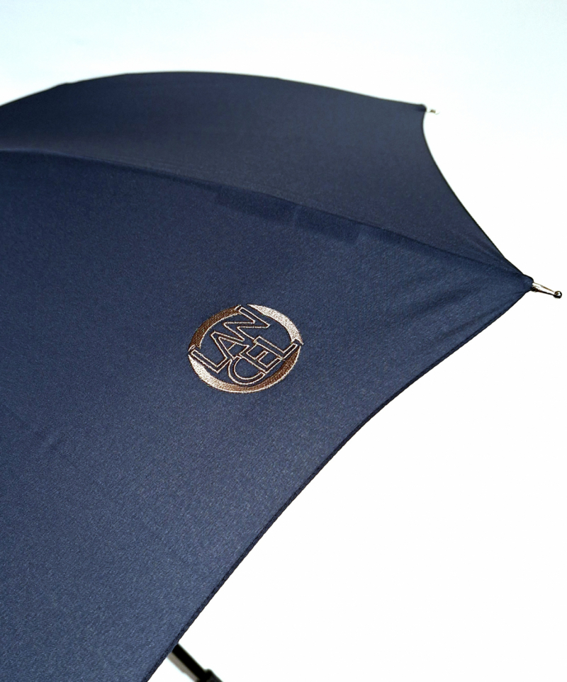  Parapluie Lancel long manuel uni bleu marine Logo Français élégant - Grand 570g & solide