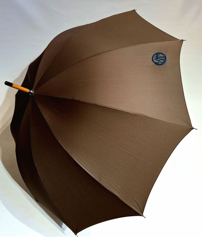  Parapluie Lancel long manuel uni kaki + Logo Français raffiné - Grand 570g & solide