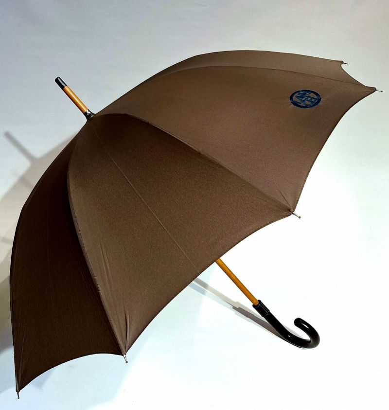  Parapluie Lancel long manuel uni kaki + Logo Français raffiné - Grand 570g & solide