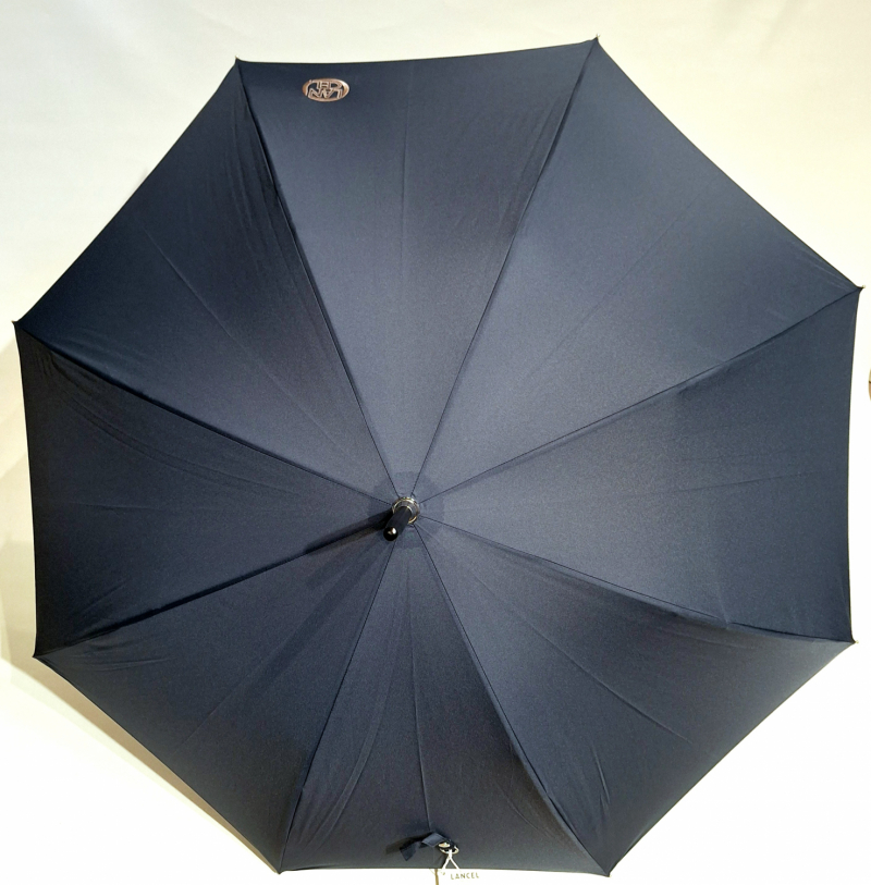  Parapluie Lancel long manuel uni bleu marine Logo Français élégant - Léger fin 450g & solide