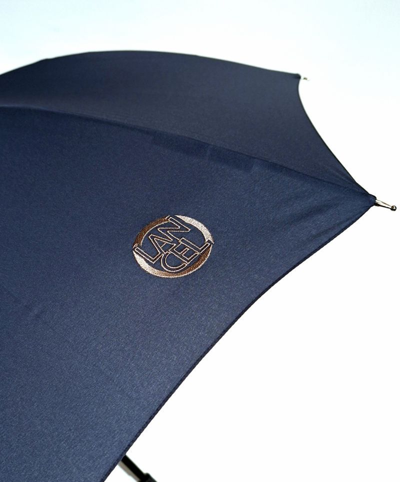  Parapluie Lancel long manuel uni bleu marine Logo Français élégant - Léger fin 450g & solide