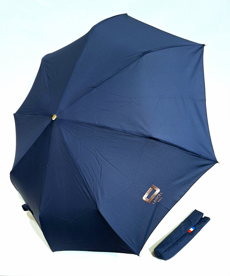  Parapluie Lancel mini pliant open automatique uni bleu + Logo Français - Grand & solide