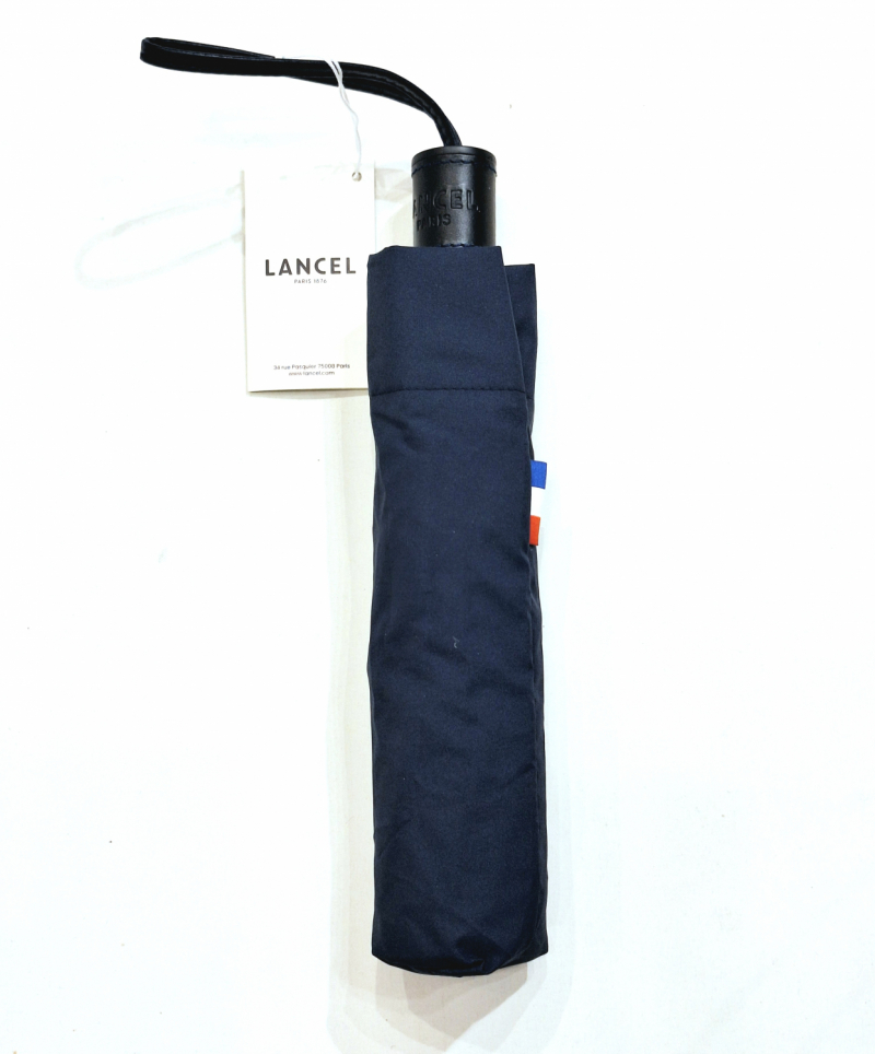  Parapluie Lancel mini pliant open automatique uni bleu + Logo Français - Grand & solide