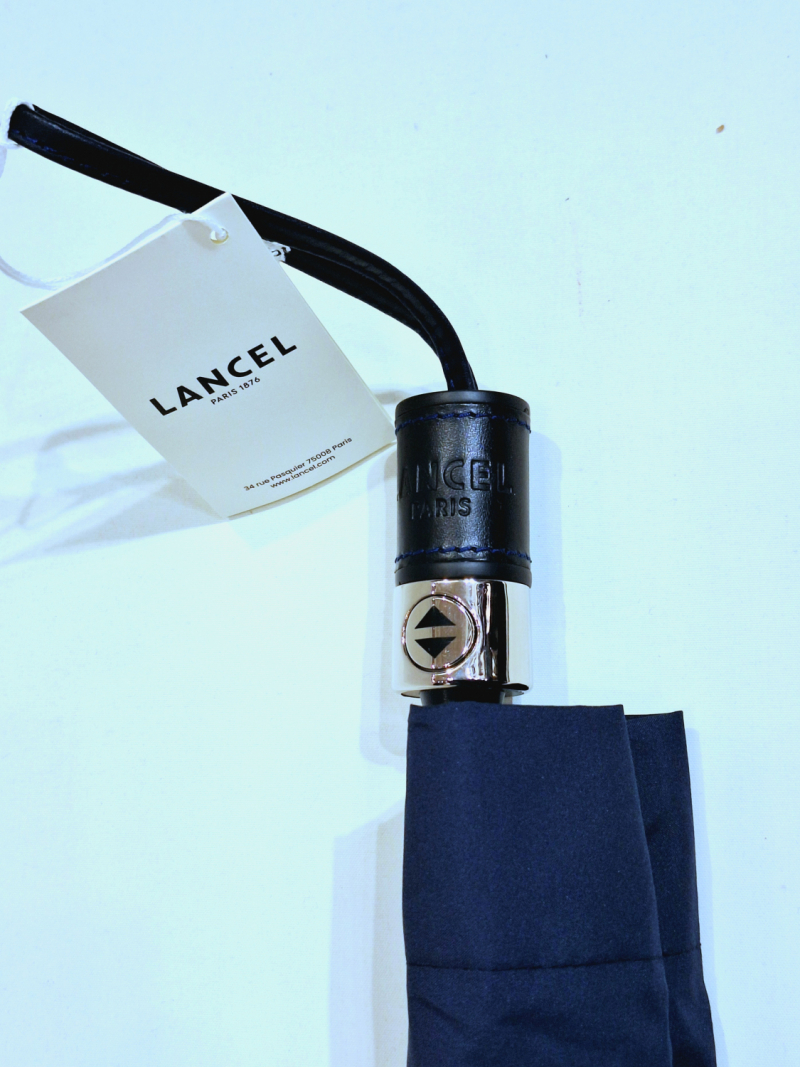  Parapluie Lancel mini pliant open automatique uni bleu + Logo Français - Grand & solide