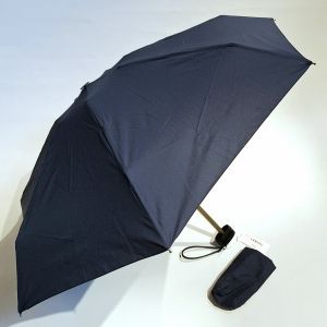 Parapluie Lancel petit micro plat uni bleu marine Français - léger 220 g & solide 7 branches