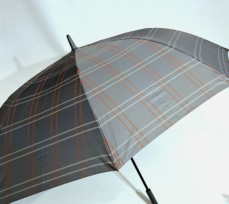Parapluie grand golf automatique taupe écossais beige pgn courbe Ezpeleta - XXl 130cm & résistant