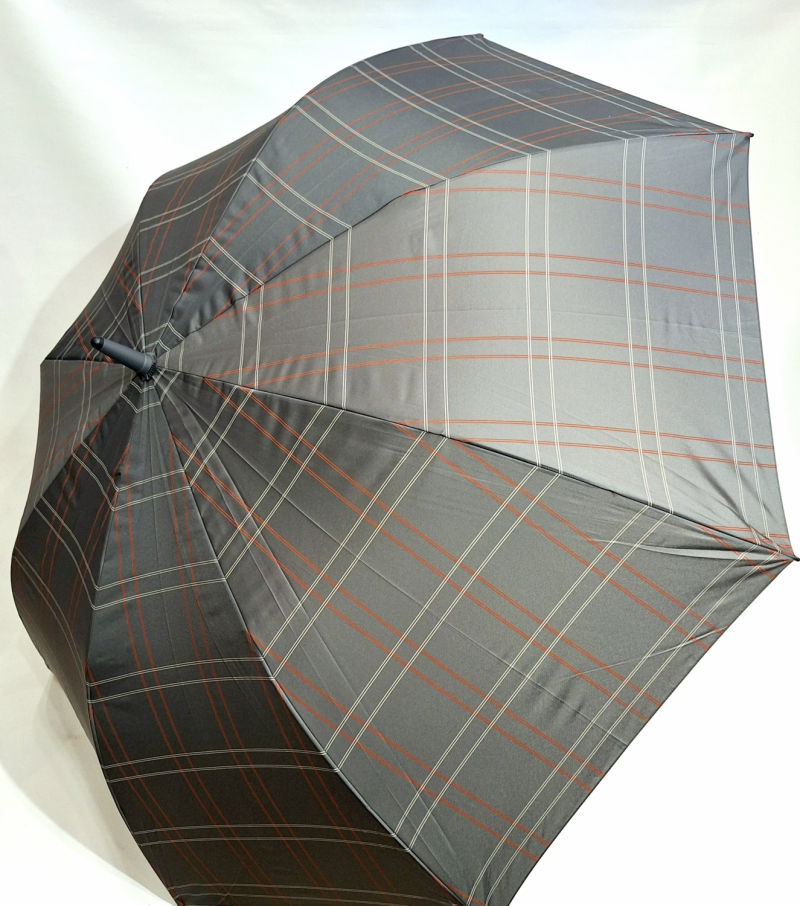 Parapluie grand golf automatique taupe écossais beige pgn courbe Ezpeleta - XXl 130cm & résistant