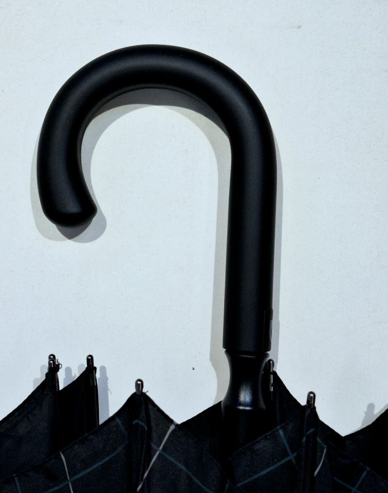 Parapluie grand golf automatique noir écossais gris pgn courbe Ezpeleta - XXl 130cm & résistant