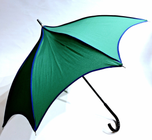 Parapluie long pagode manuelle uni coton fin vert gansé bleu / Guy de Jean - ne se retourne pas & anti uv