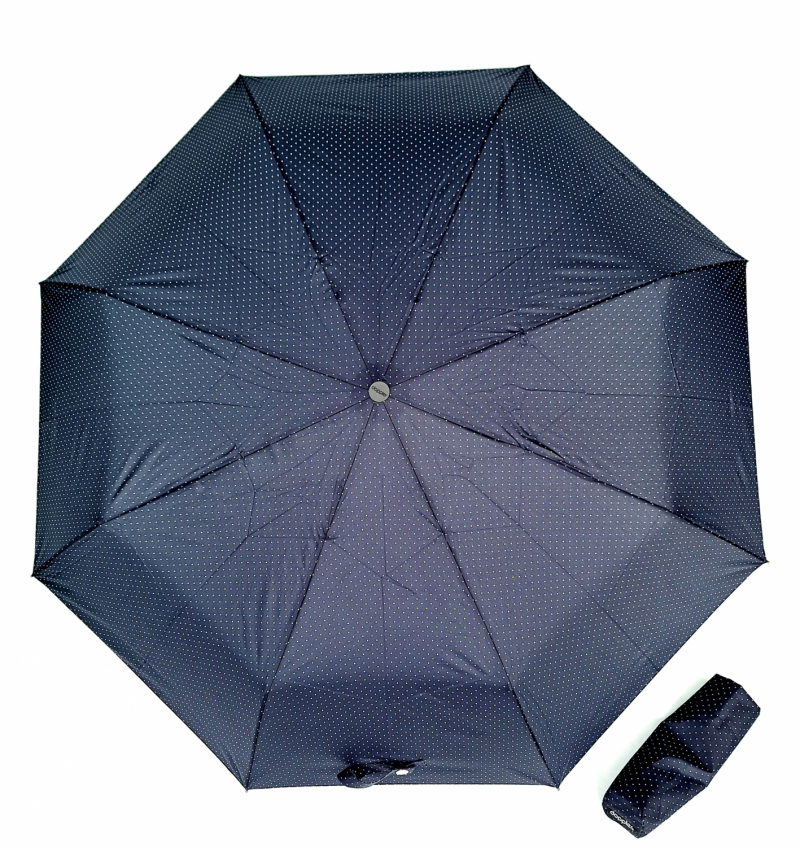Parapluie pliant mini open-close bleu marine à pois élégant Doppler- Grand & solide