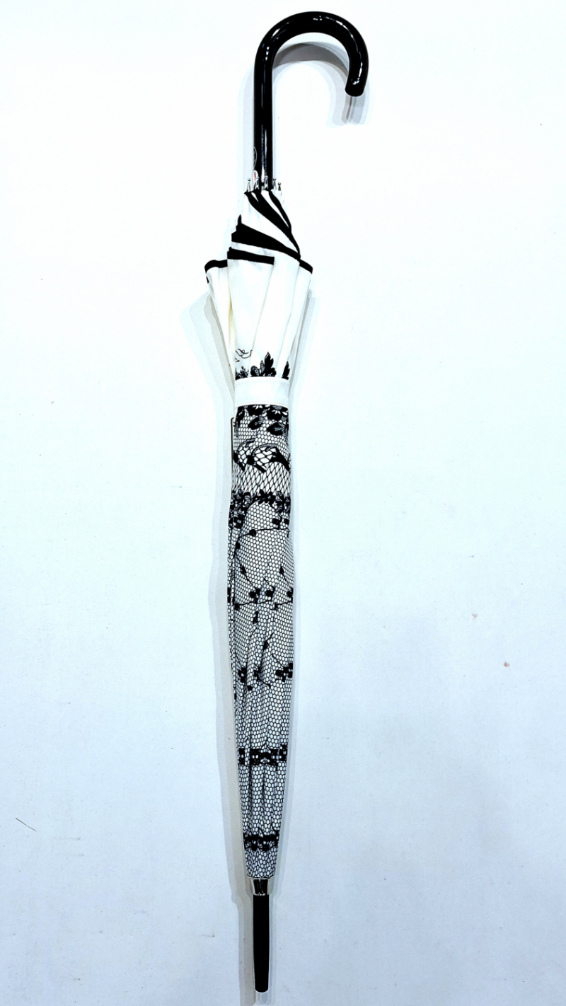 Parapluie pagode manuel dentelle blanc & noir / Guy de Jean - ne se retourne pas & original