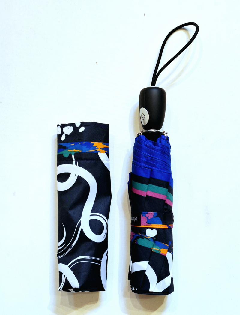 Parapluie pliant bleu marine open close foulard coloré P.Cardin -  Chic - léger & solide