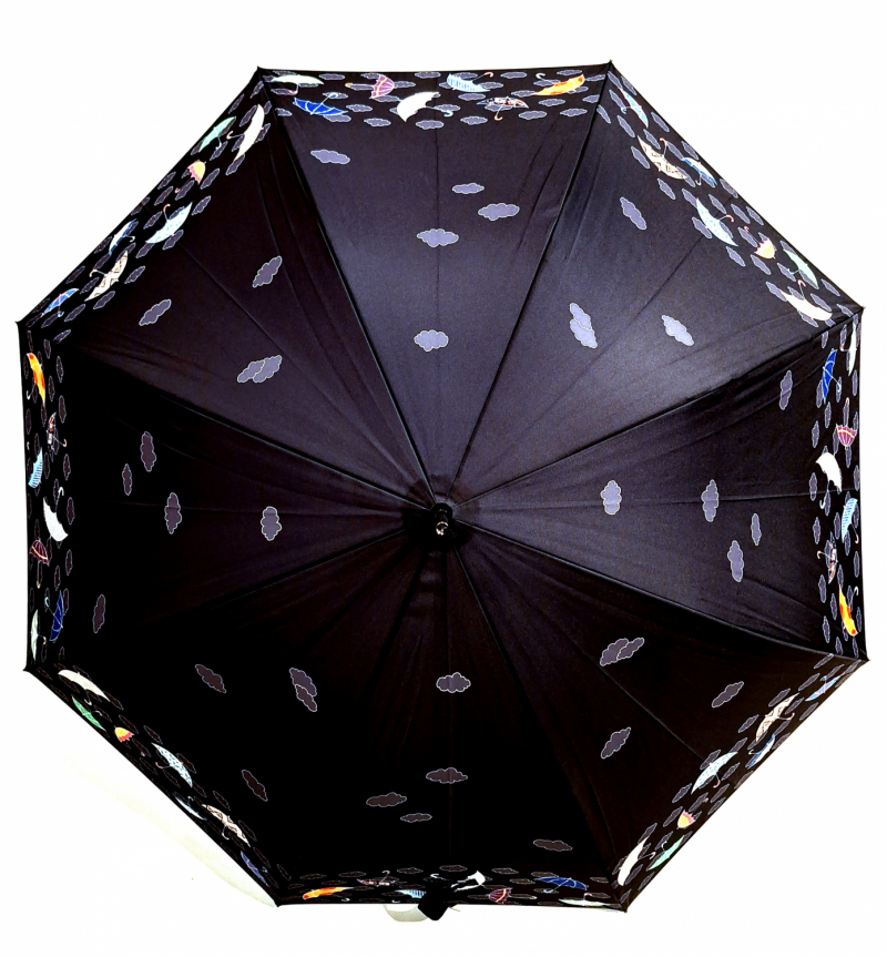 Parapluie grand automatique noir imprimé parapluies dans le vent Neyrat Autun - Léger & solide