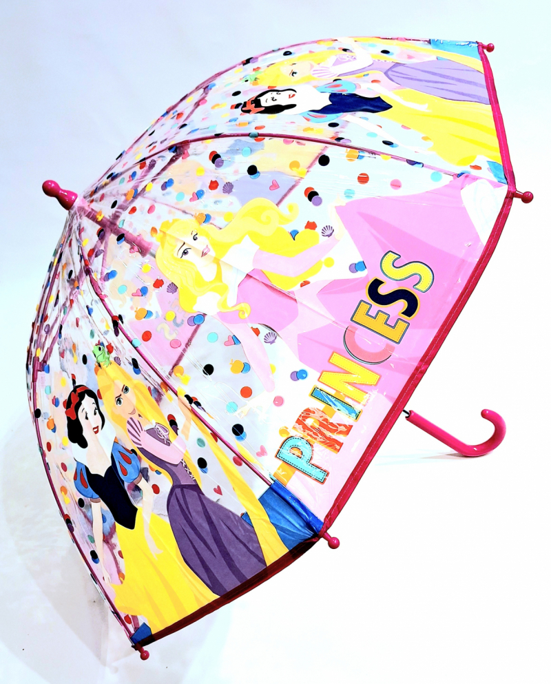 Parapluie enfant cloche transparent manuelle coloré à motif les princesses par Disney - 5 à 10ans solide & pas cher