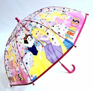 Parapluie enfant cloche transparent manuelle coloré à motif les princesses par Disney - 5 à 10ans solide & pas cher