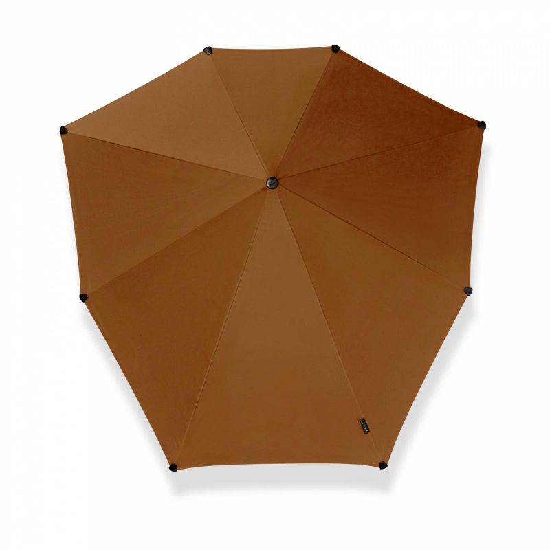 Parapluie SENZ Tempête Large uni marron manuel - Housse bandoulière - Résistant