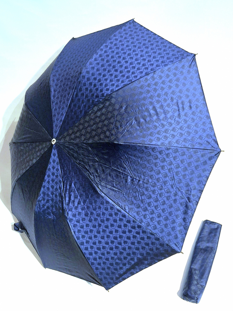 Parapluie homme Piganiol pliable automatique bleu imprimé losange noir - Elégant & résistant 