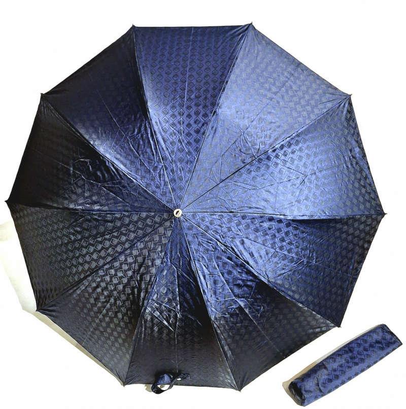 Parapluie homme Piganiol pliable automatique bleu imprimé losange noir - Elégant & résistant 