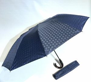 Parapluie homme Piganiol pliable automatique bleu imprimé losange noir - Elégant & résistant 
