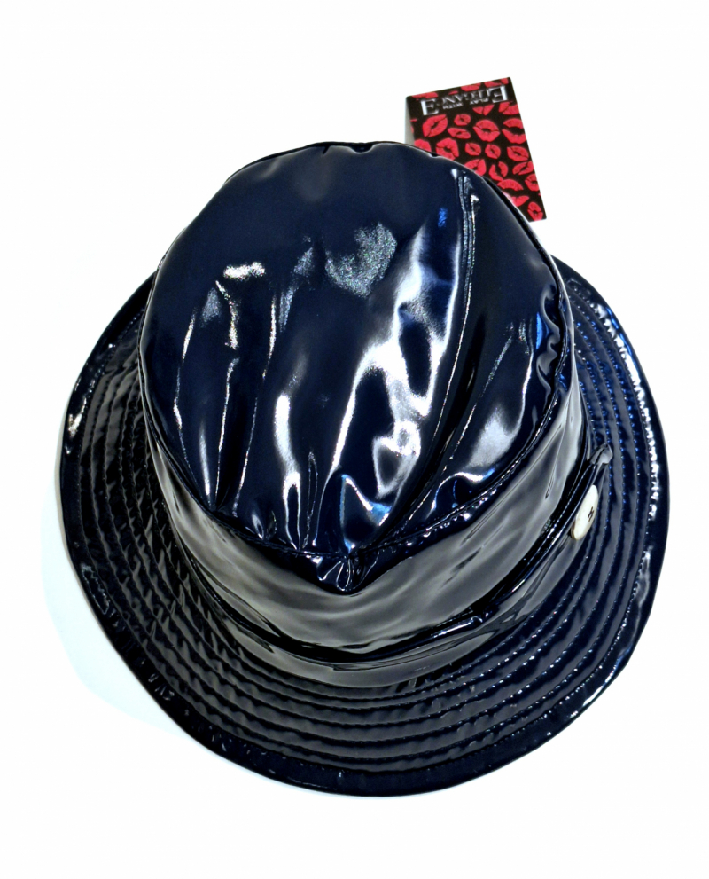 Chapeau de pluie tissu en vinyle uni bleu marine - ceinture - Taille large 56/57cm 