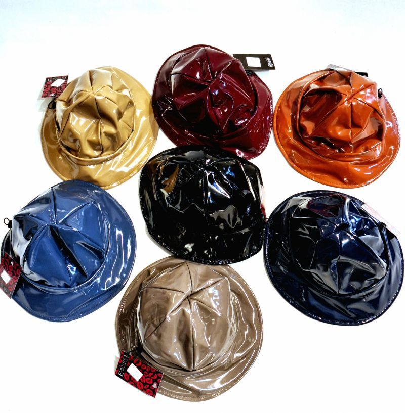 Chapeau de pluie ajustable en vinyle roux Taille M/L 56/57/58/59 cm - Léger & confortable