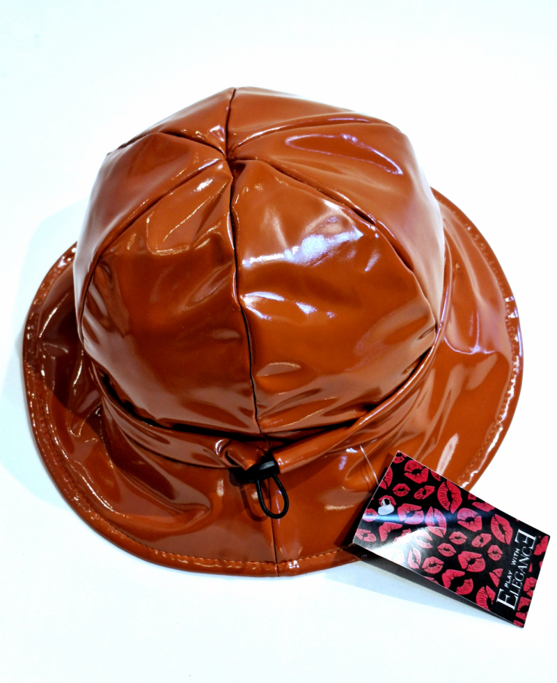 Chapeau de pluie ajustable en vinyle roux Taille M/L 55/56/57 - Léger & confortable