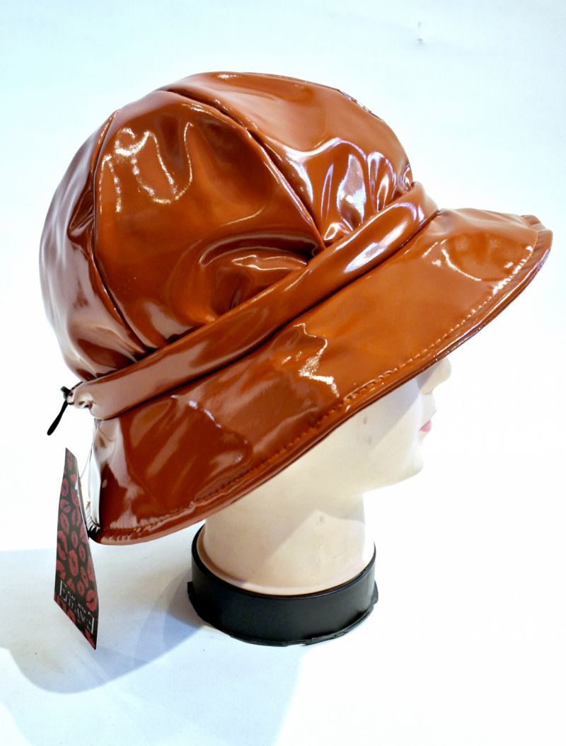 Chapeau de pluie ajustable en vinyle roux Taille M/L 56/57/58/59 cm - Léger & confortable