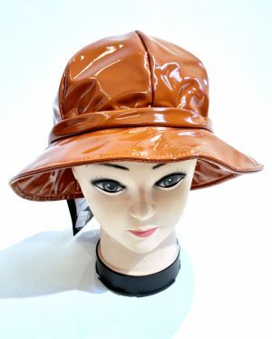 Chapeau de pluie ajustable en vinyle roux Taille M/L 55/56/57 - Léger & confortable