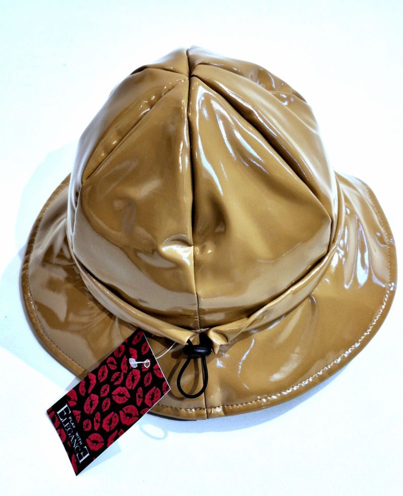 Chapeau de pluie ajustable en vinyle beige Taille M/L 56/57/58/59 cm - Léger & confortable