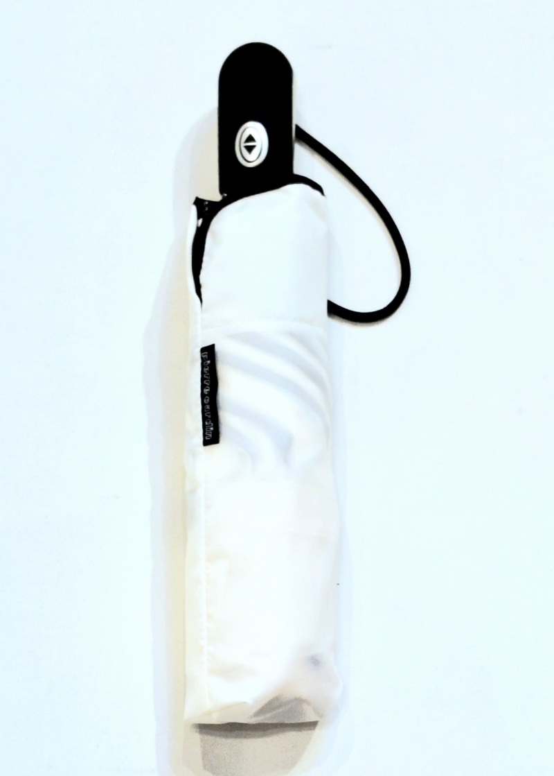 Mini parapluie pliant open close uni blanc gansé original P.Cardin - léger & solide
