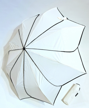 Mini parapluie pliant open close uni blanc gansé original P.Cardin - léger & solide