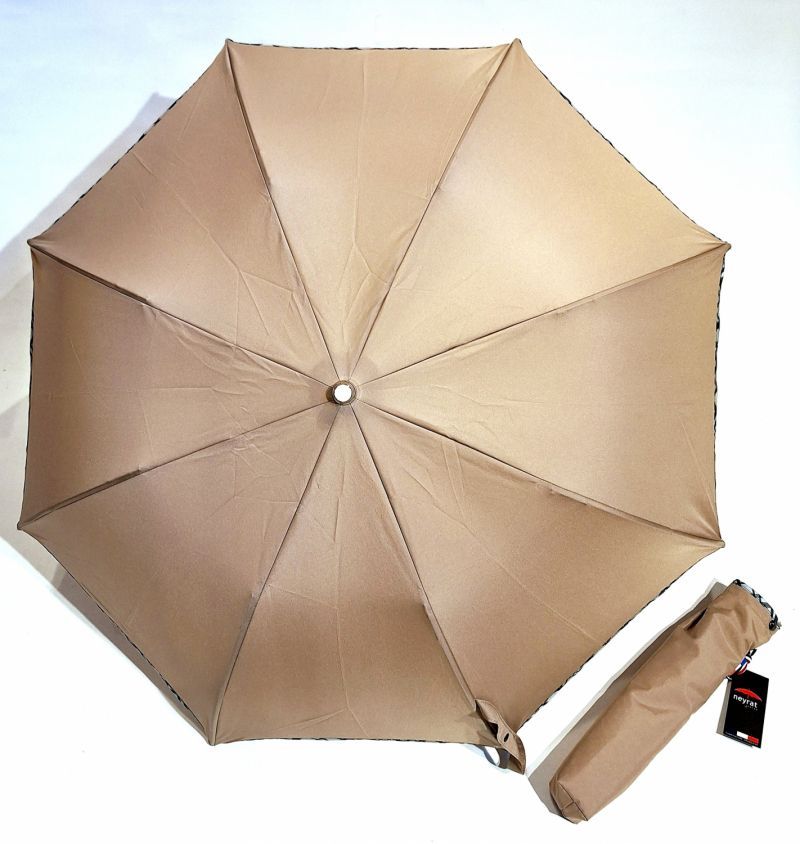 Parapluie pliant robuste automatique poignée bois uni beige & biais Burberry's français - Elégant & solide