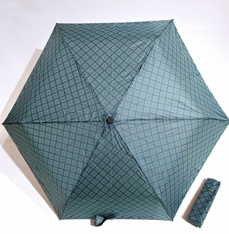 Parapluie Doppler PLUME pliant Fiber Havanna gris bleu imprimé de losange  - Super léger 140g & Elégant
