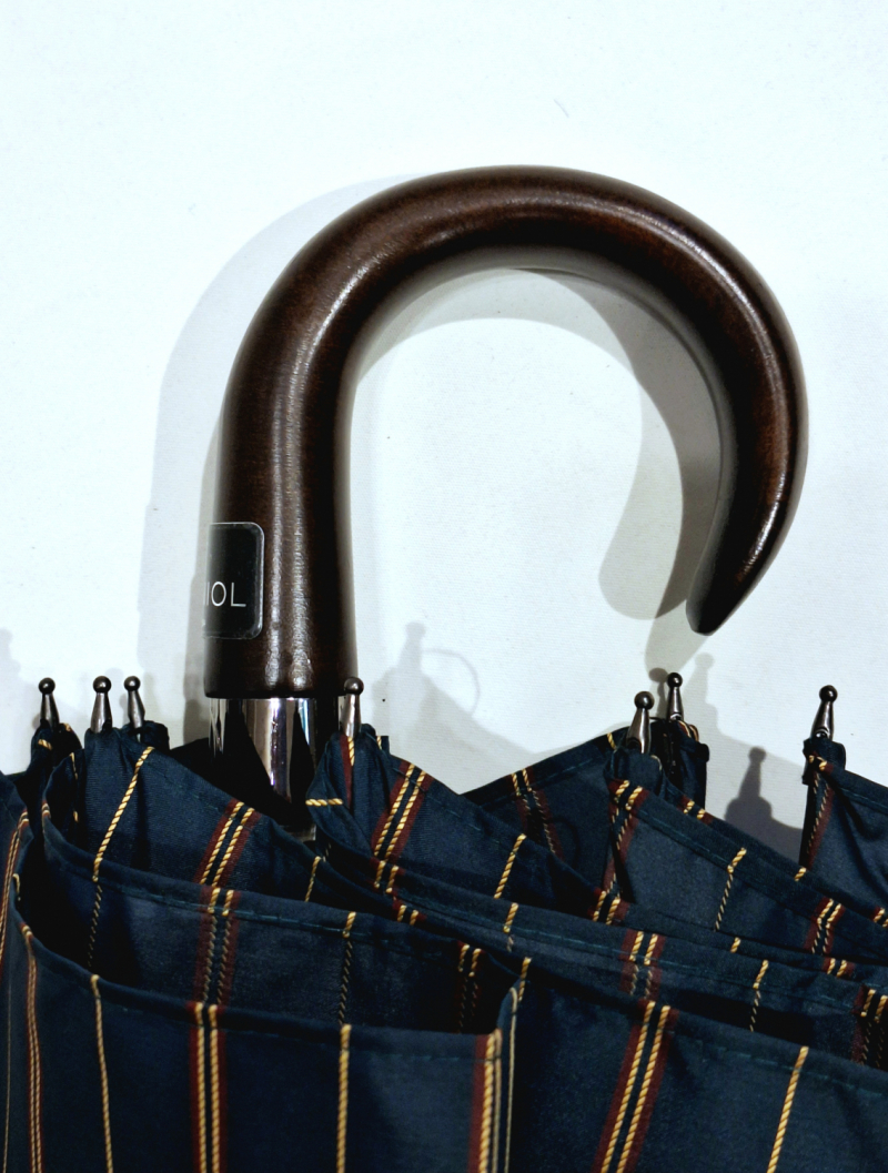 Parapluie haut de gamme Homme pliant automatique vert imprimé rayé Piganiol - élégant & résistant