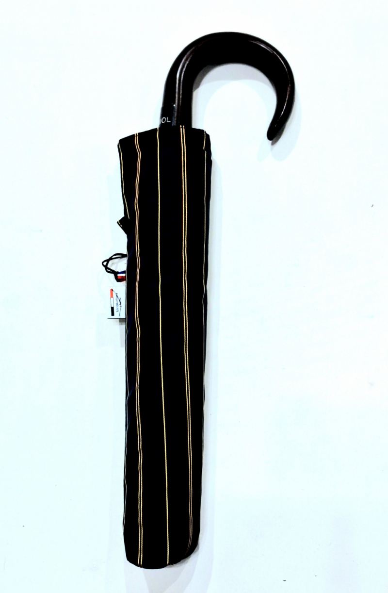 Parapluie haut de gamme Homme pliant automatique vert imprimé rayé Piganiol - élégant & résistant