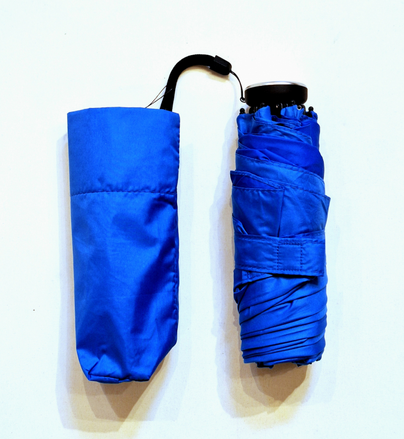 Parapluie compact MICRO LEGER pliant uni manuel bleu électrique - Micro rond 16 cm & Pas cher