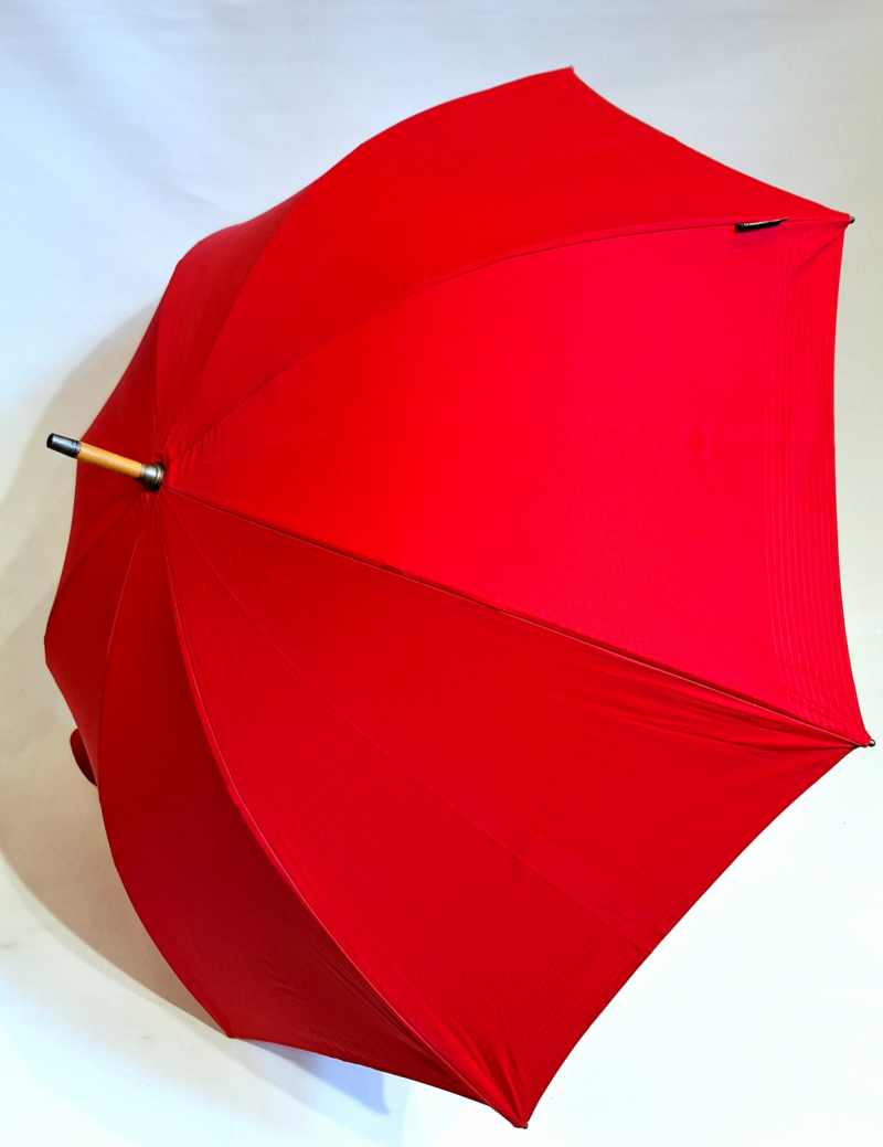 Parapluie Aurillac le berger uni rouge anti uv à 100% poignée rustique châtaignier Piganiol - grand & résistant